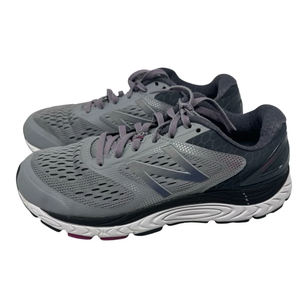 New Balance 🔥Womens Gray 💜Purple Running Shoes🤑  Gym Work Out Sneakers Size 8